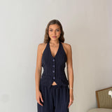 Coordinato Gessato Nives 47989/47466 - BLU