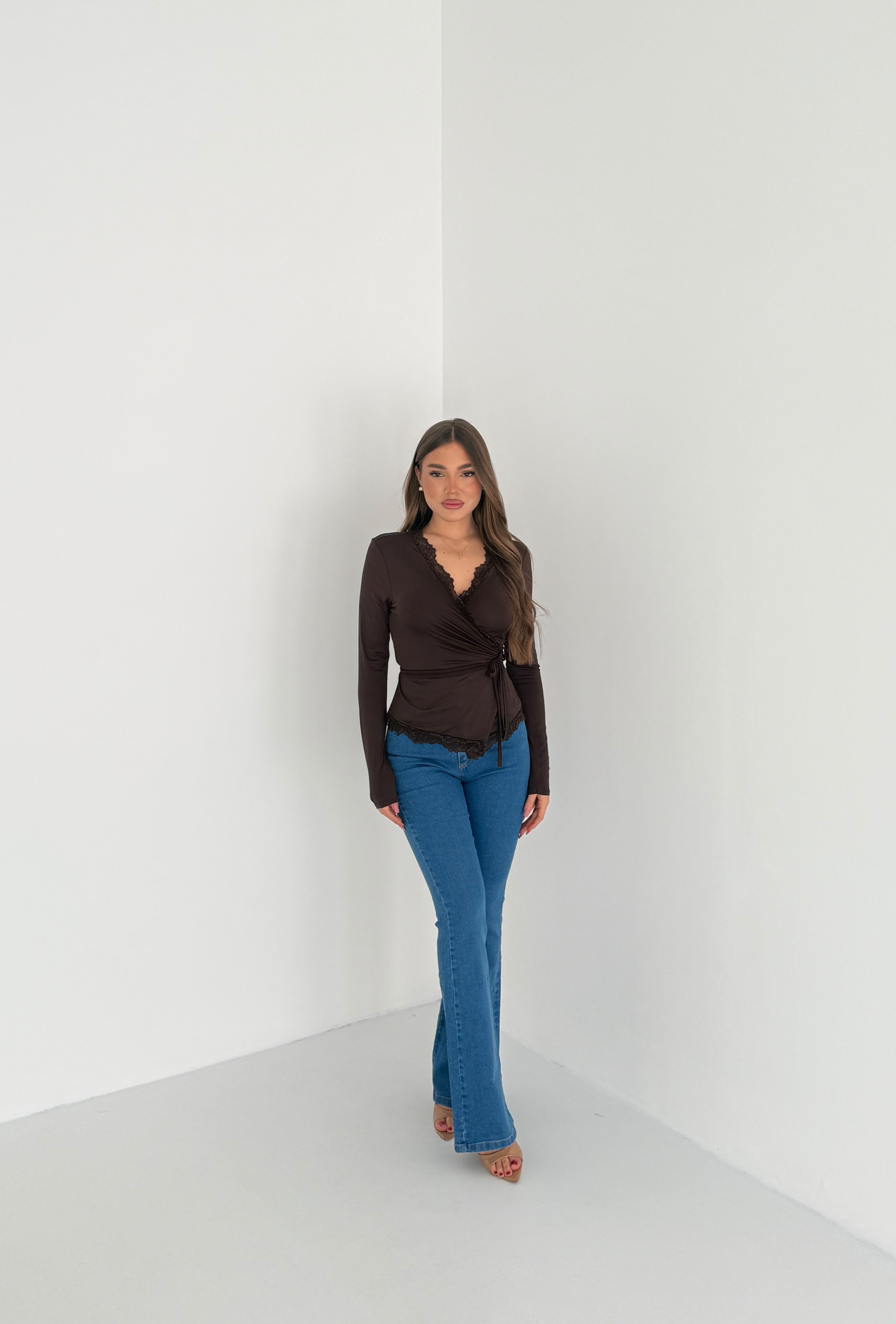Maglia INCROCIATINA Jacie 15165 - MARRONE
