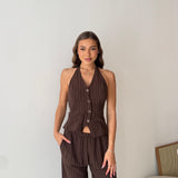 Coordinato Gessato Nives 47989/47466 - MARRONE