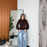 Maglia Dafne 3238- MARRONE