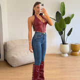 Stivali Hazel 7208-18 - ROSSO SCURO