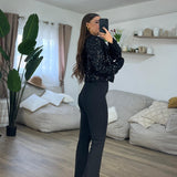 Blazer in paillettes Ghaily 13401 (Nero) - Frida Shop