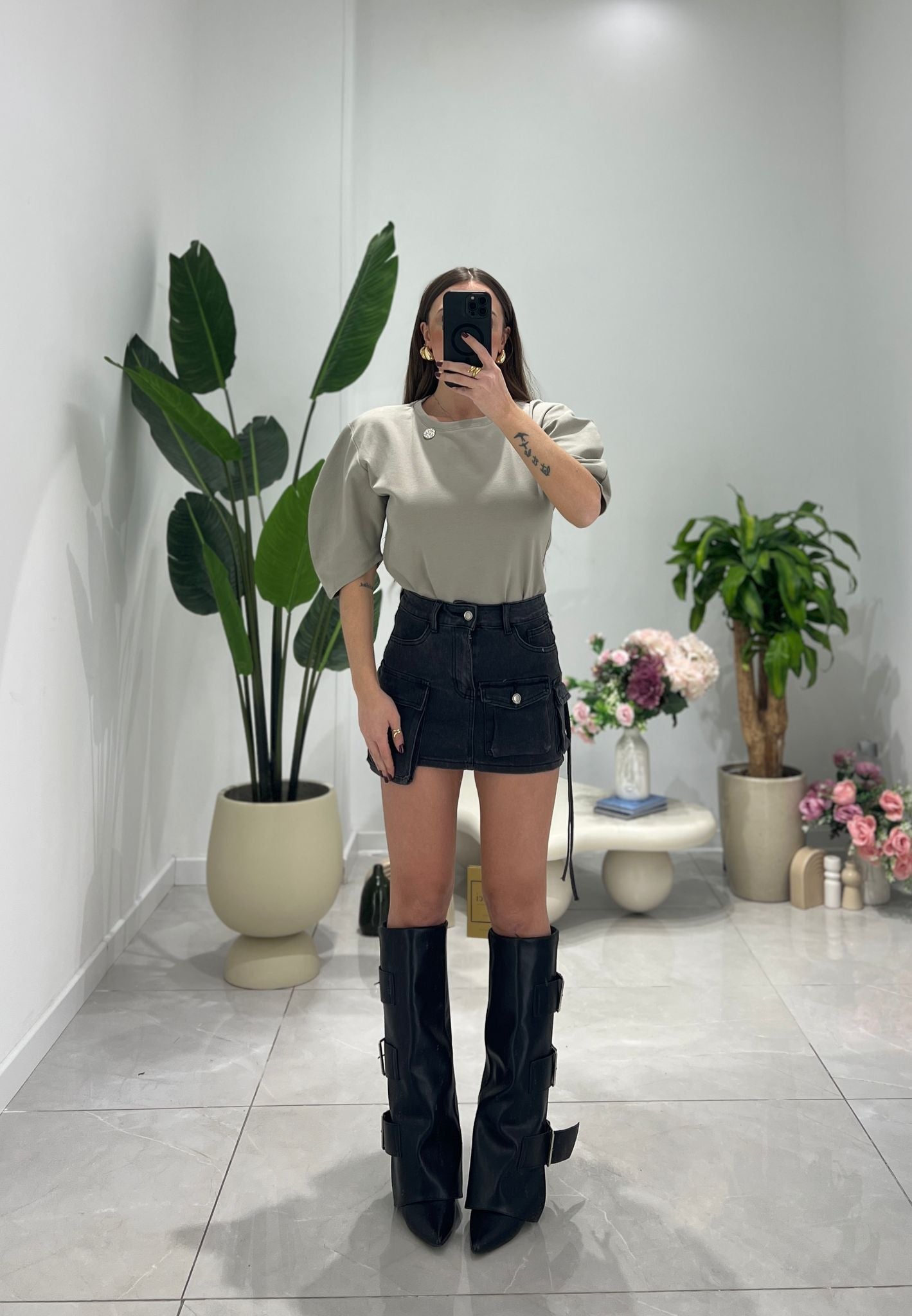 Gonna Kathia 2474 - 2 - Denim nero - Frida Shop