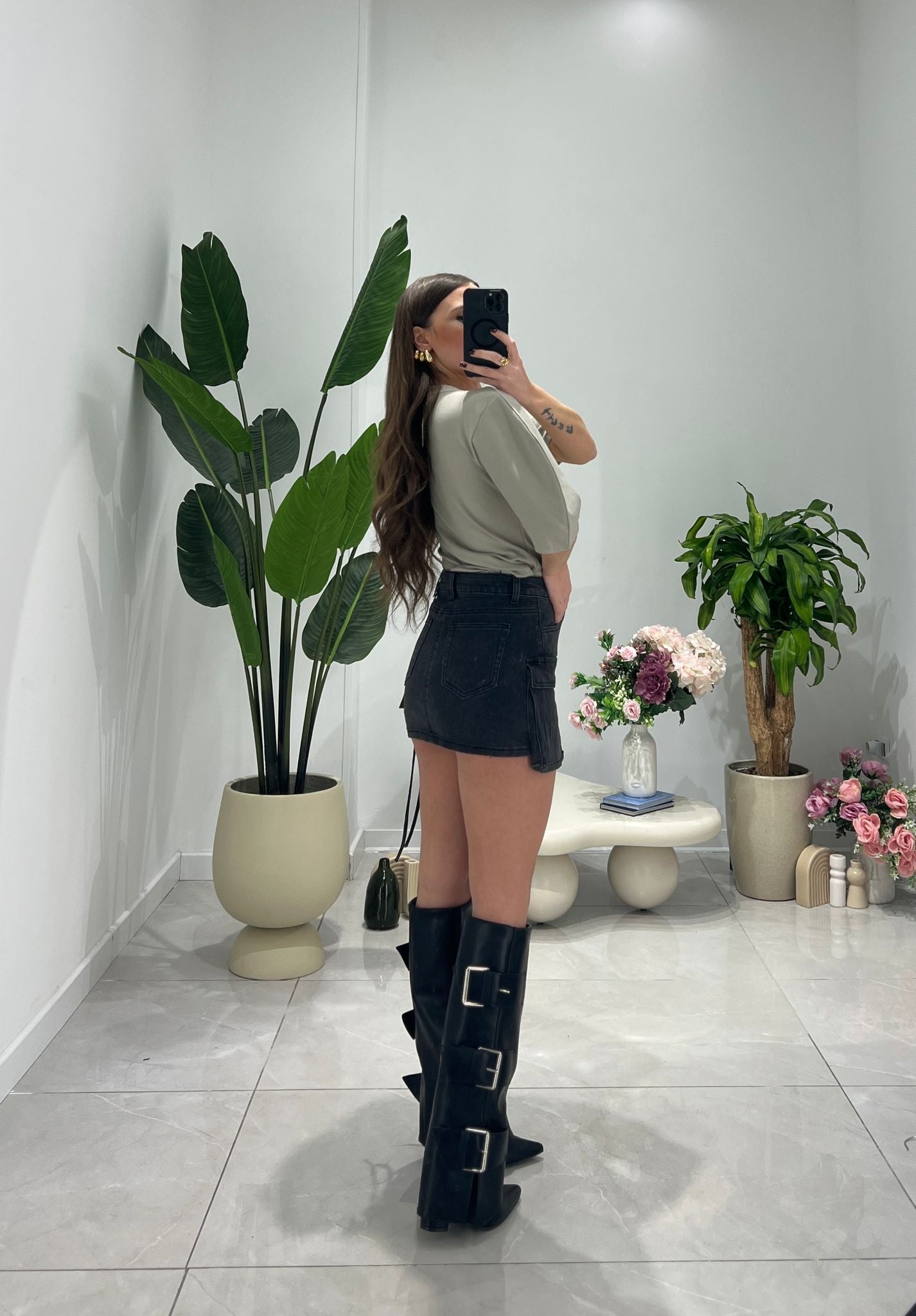 Gonna Kathia 2474 - 2 - Denim nero - Frida Shop