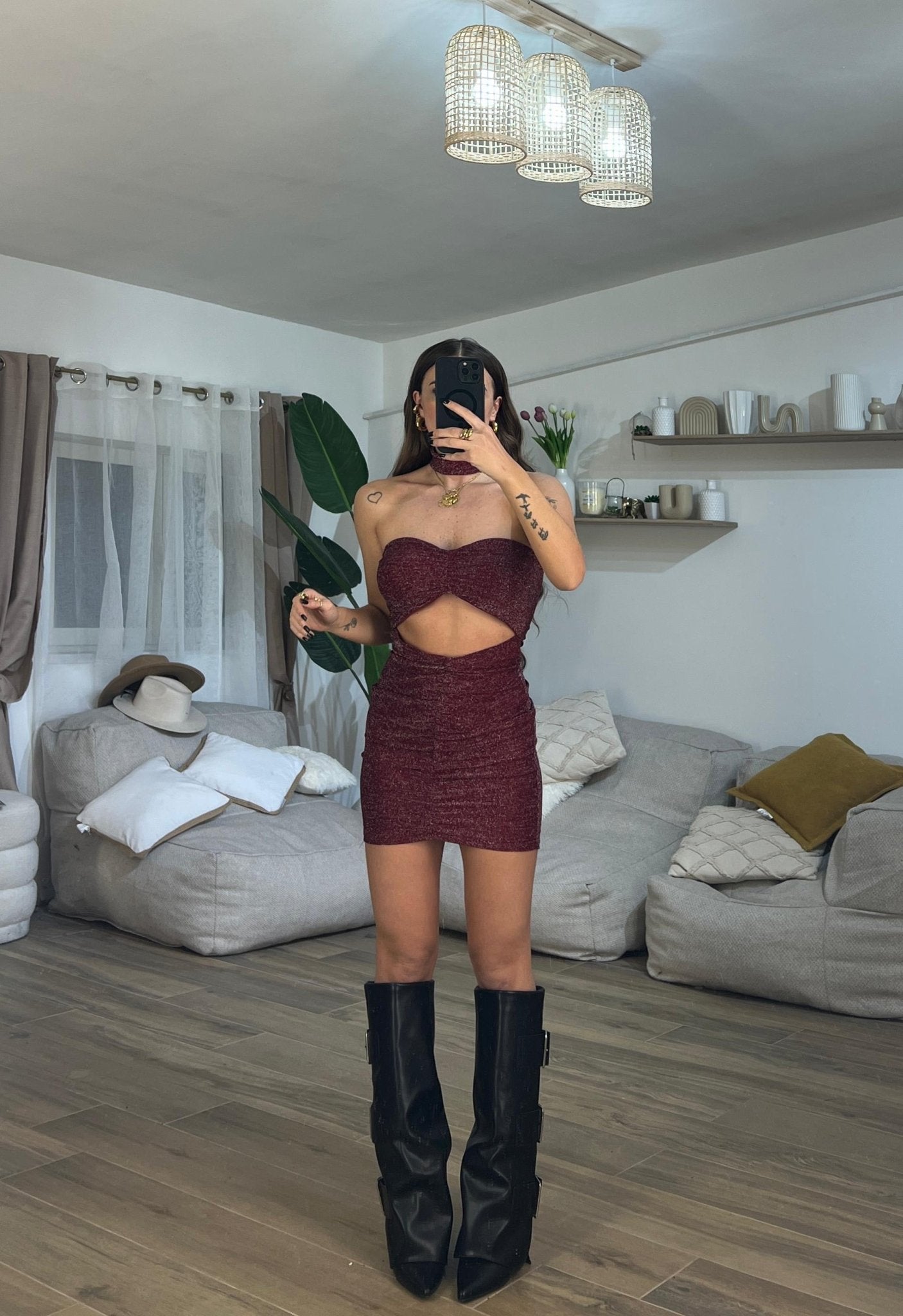 Vestito Jimena 18254 (wine) - Frida Shop